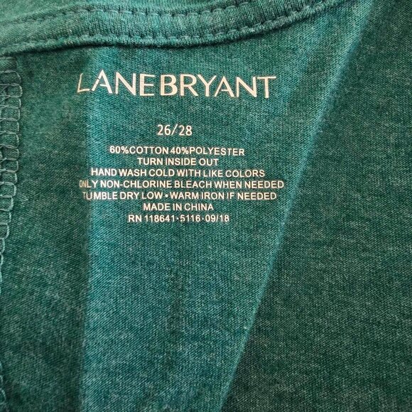 Lane Bryant Polka Dot Long Sleeve T-Shirt - Green with Gold Dots - Picture 3 of 6